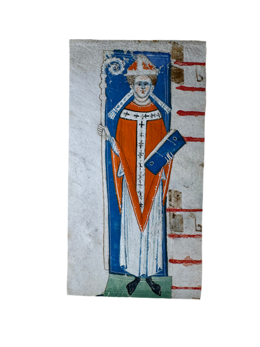 Late 13th–Early 14th Century Illuminated Miniature of a Bishop – Gradual Fragment (Bologna?)