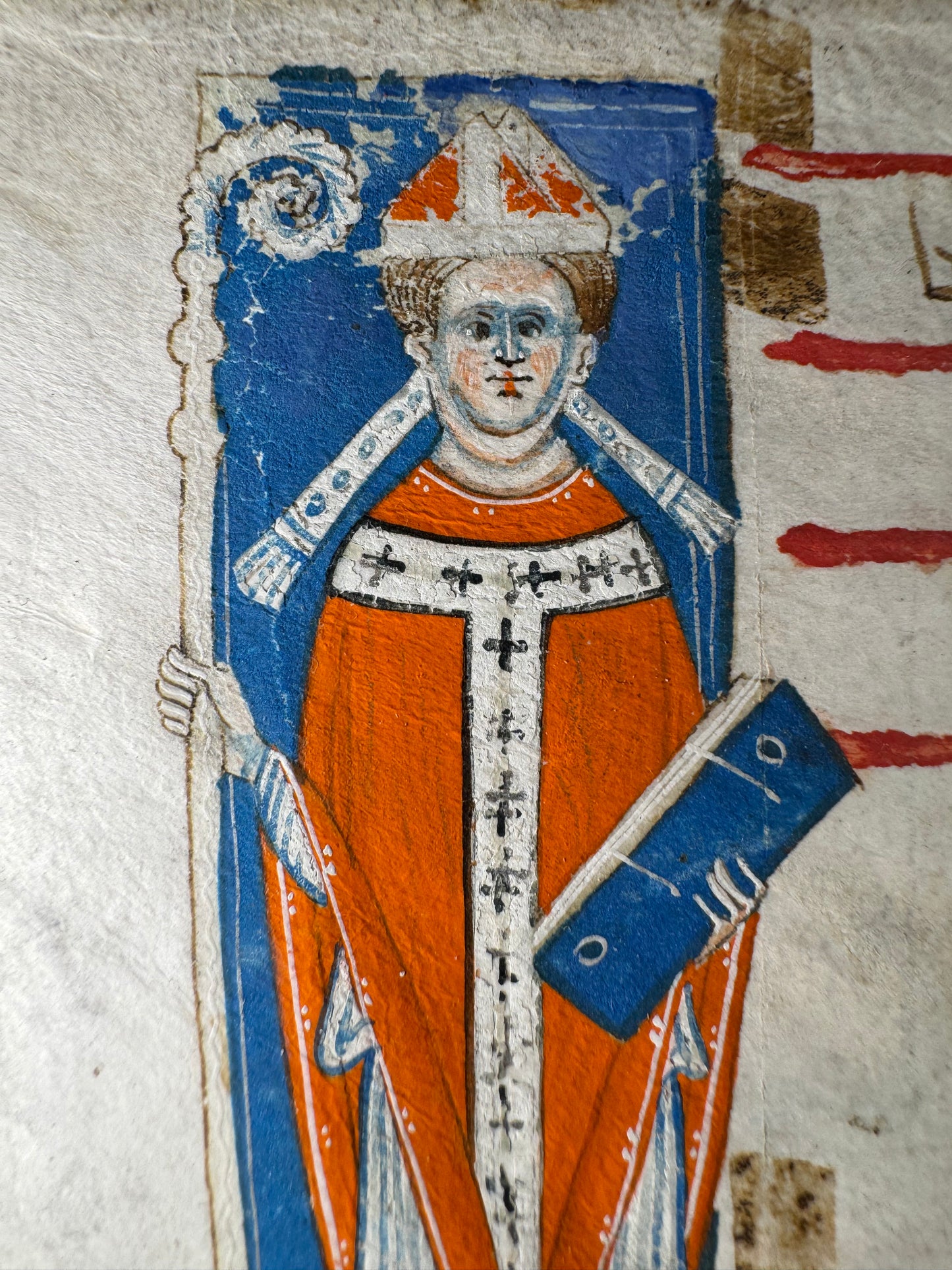 Late 13th–Early 14th Century Illuminated Miniature of a Bishop – Gradual Fragment (Bologna?)