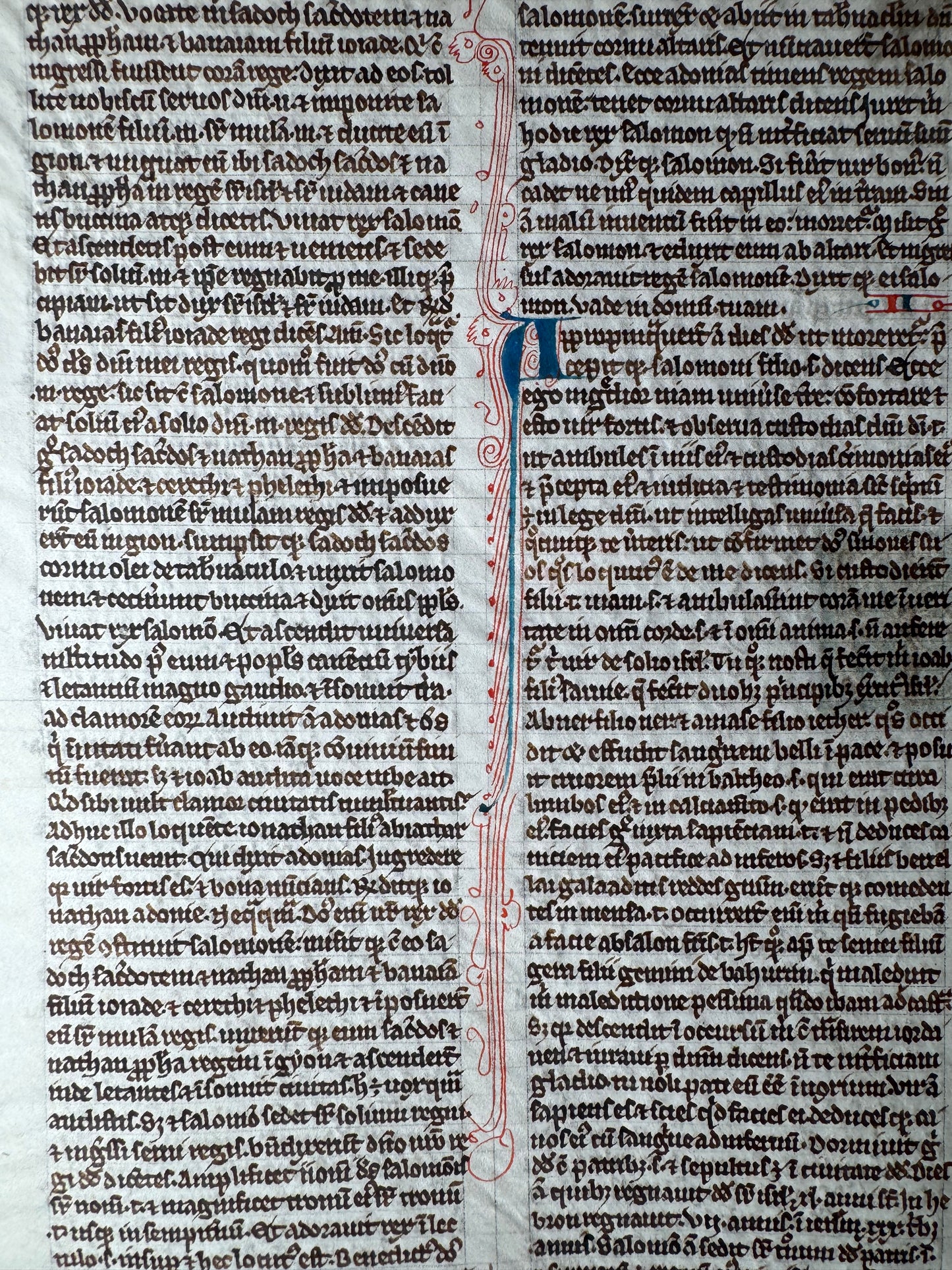 Medieval Bible Manuscript Leaf — Paris Bible 13th Century