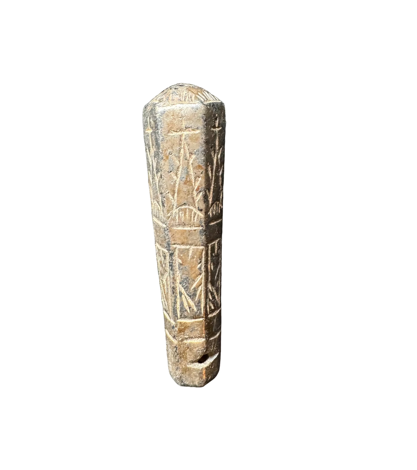 15th–16th Century Medieval Gilded Hexagonal Bead with Geometric Decoration