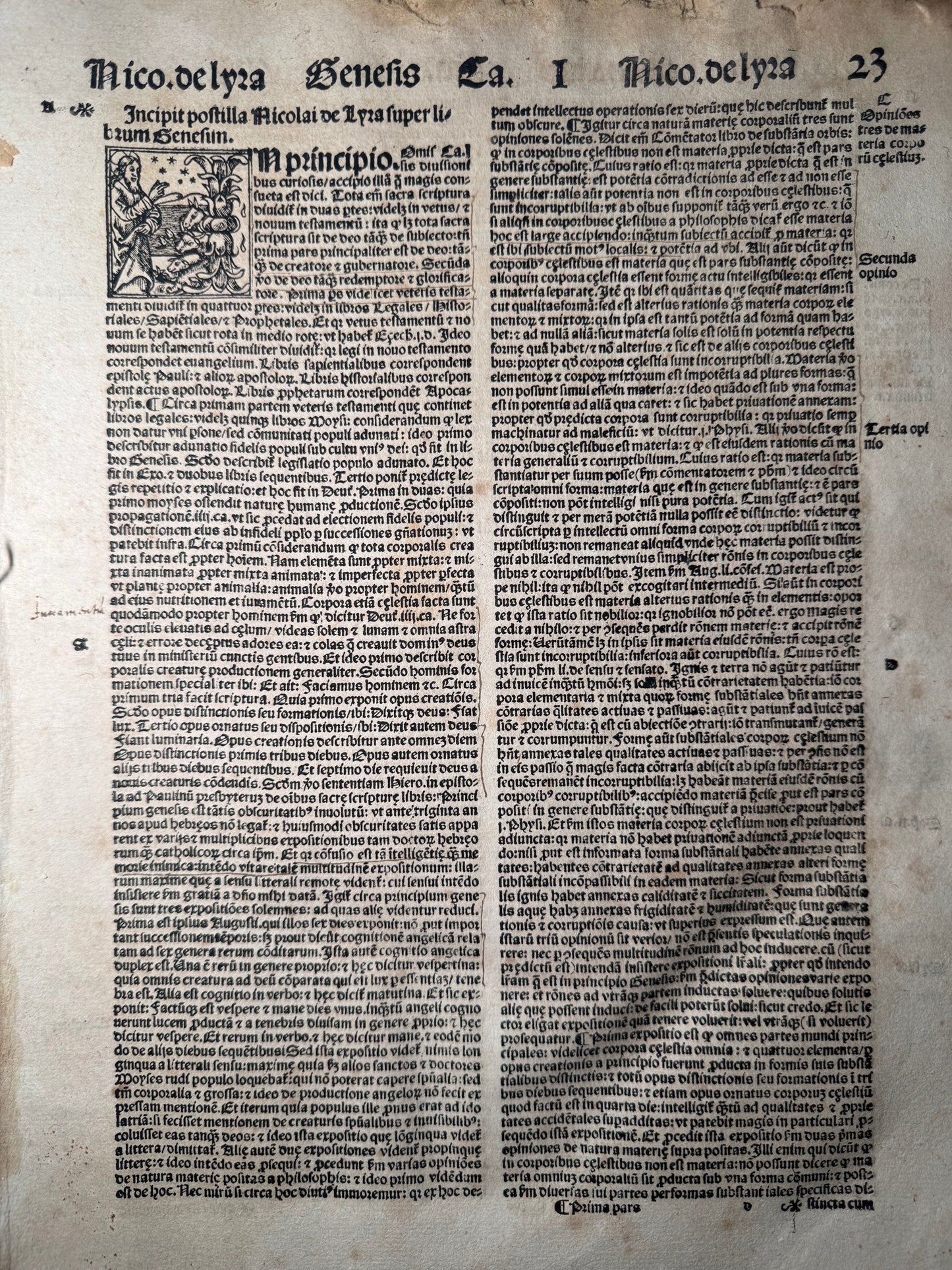 1528 Biblia Sacra Folio Leaf - Genesis 1
