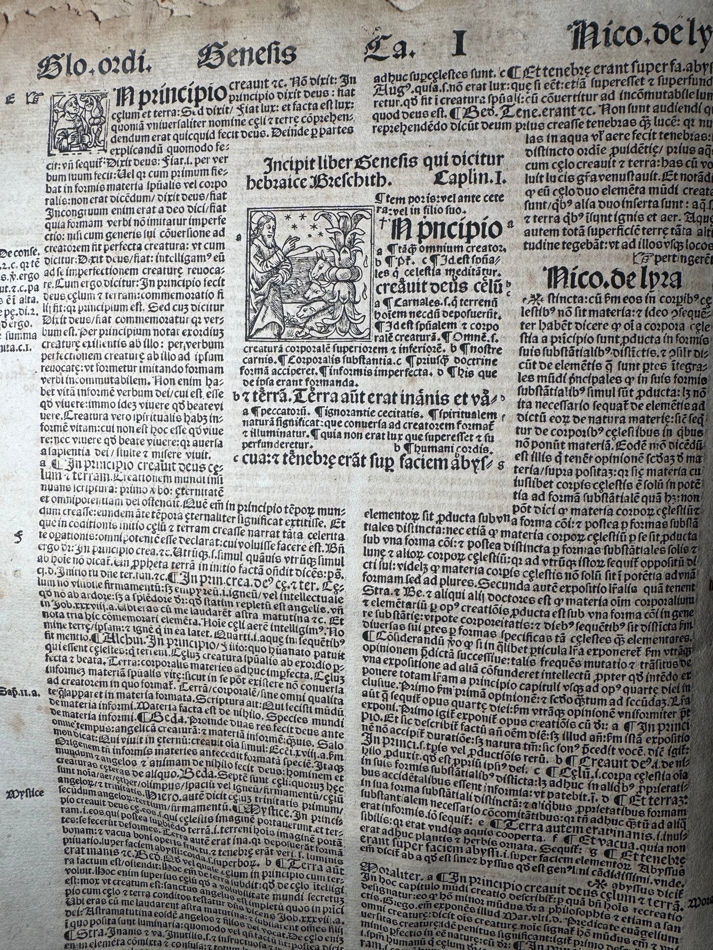 1528 Biblia Sacra Folio Leaf - Genesis 1
