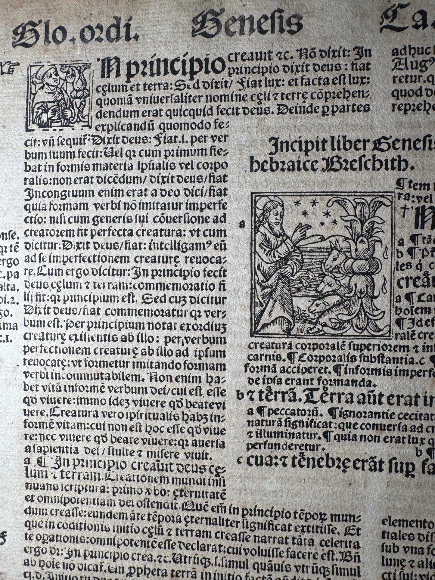 1528 Biblia Sacra Folio Leaf - Genesis 1