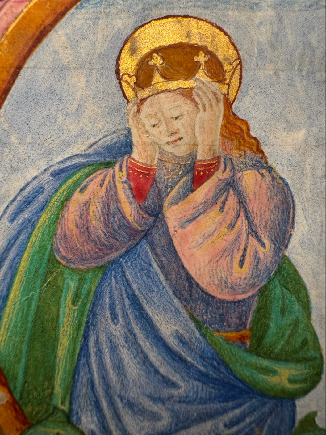 15th-Century Italian Illuminated Manuscript Initial “U” – Saint Ursula of Cologne – Gold & Tempera on Vellum