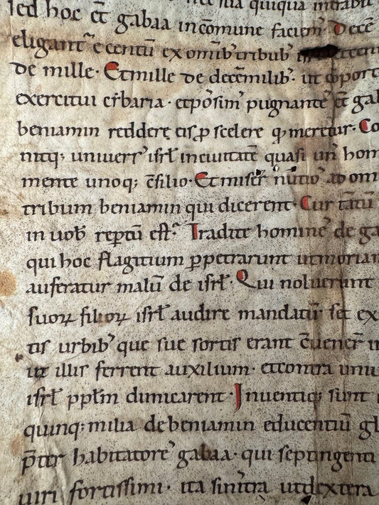 ***SOLD*** Illuminated Bible Manuscript - Early 12th Century C. 1125 - Judges 18