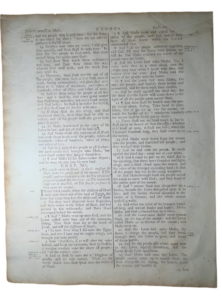 1791 Isaac Collins Bible Leaf – Exodus 17-18 – 1st American Family Bible