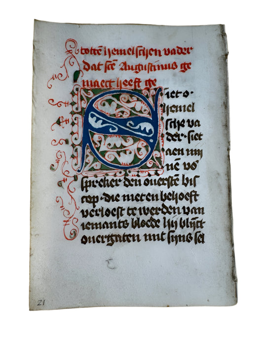 Illuminated Book of Hours Leaf – Middle Dutch, c. 1475–1500