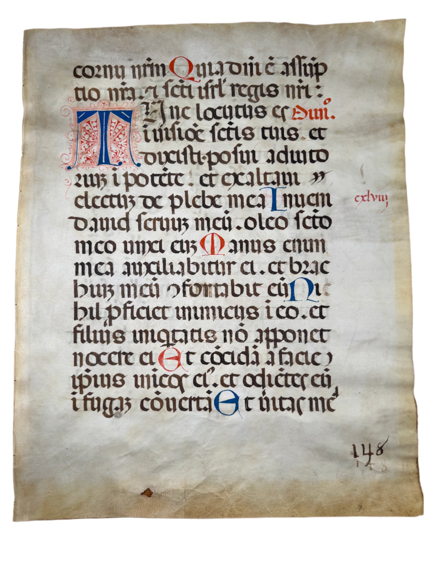 Huge 16th-Century Illuminated Choir Book Leaf – Psalm 88 (Italy or Spain, c. 1500–1550)