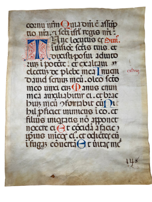 Huge 16th-Century Illuminated Choir Book Leaf – Psalm 88 (Italy or Spain, c. 1500–1550)