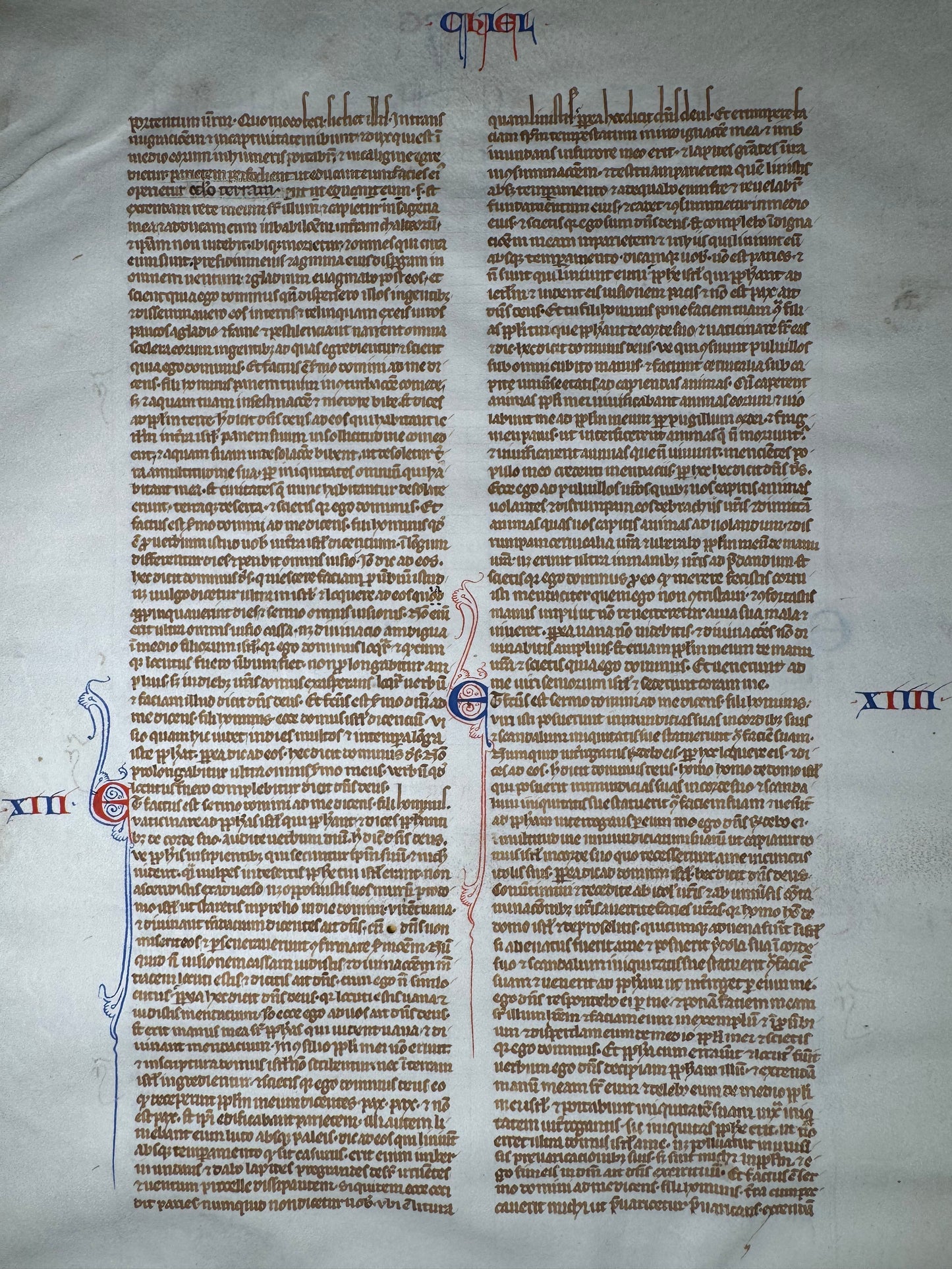 Rare 63-Line 13th-Century Paris Bible Leaf – Book of Ezekiel, France, Paris