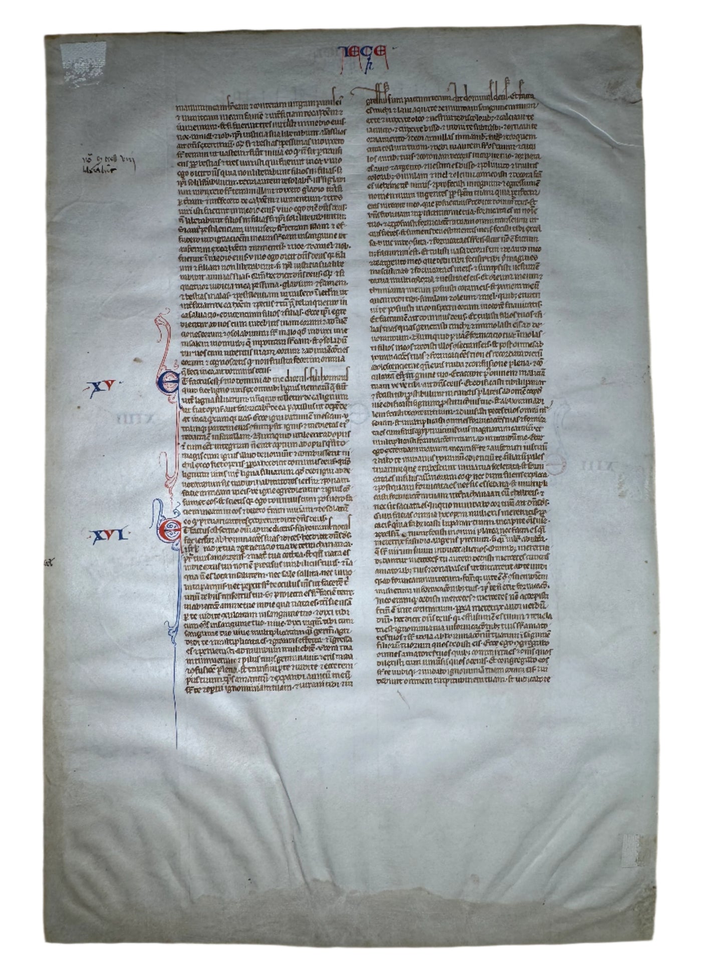 Rare 63-Line 13th-Century Paris Bible Leaf – Book of Ezekiel, France, Paris