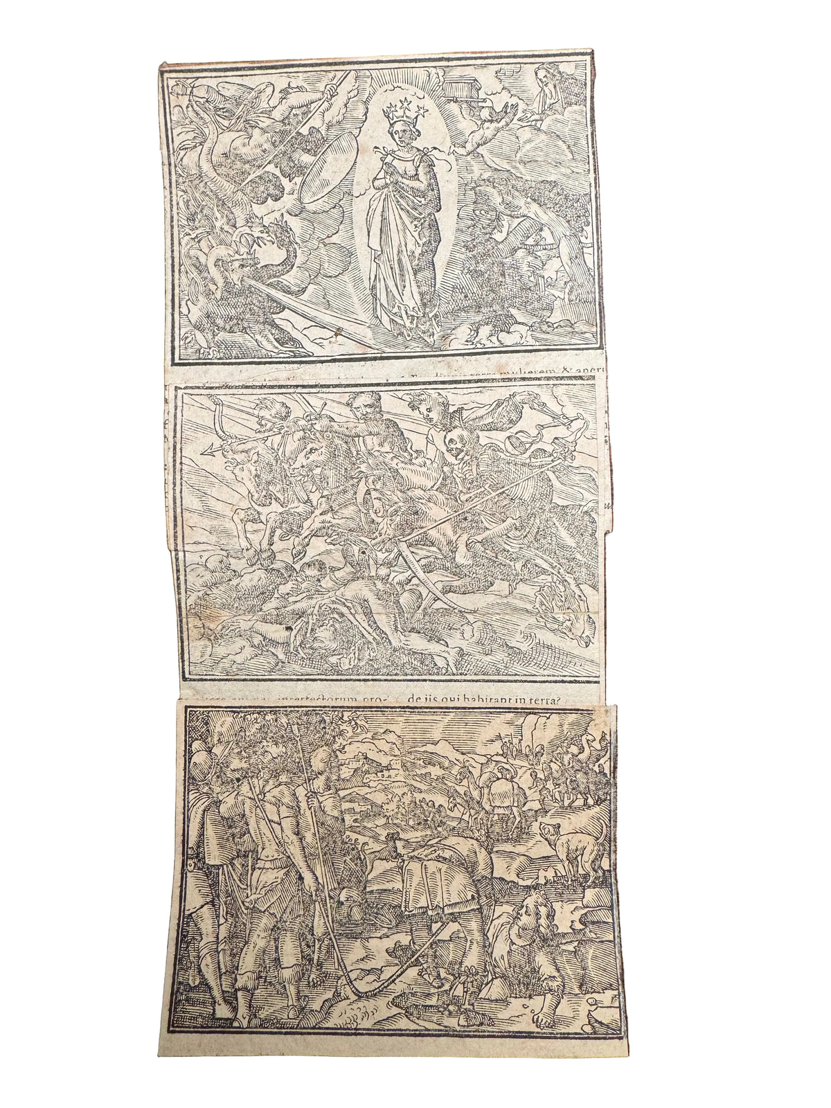 16th Century Virgil Solis Woodcut – The Woman & Seven-Headed Dragon of Revelation 12, c. 1560