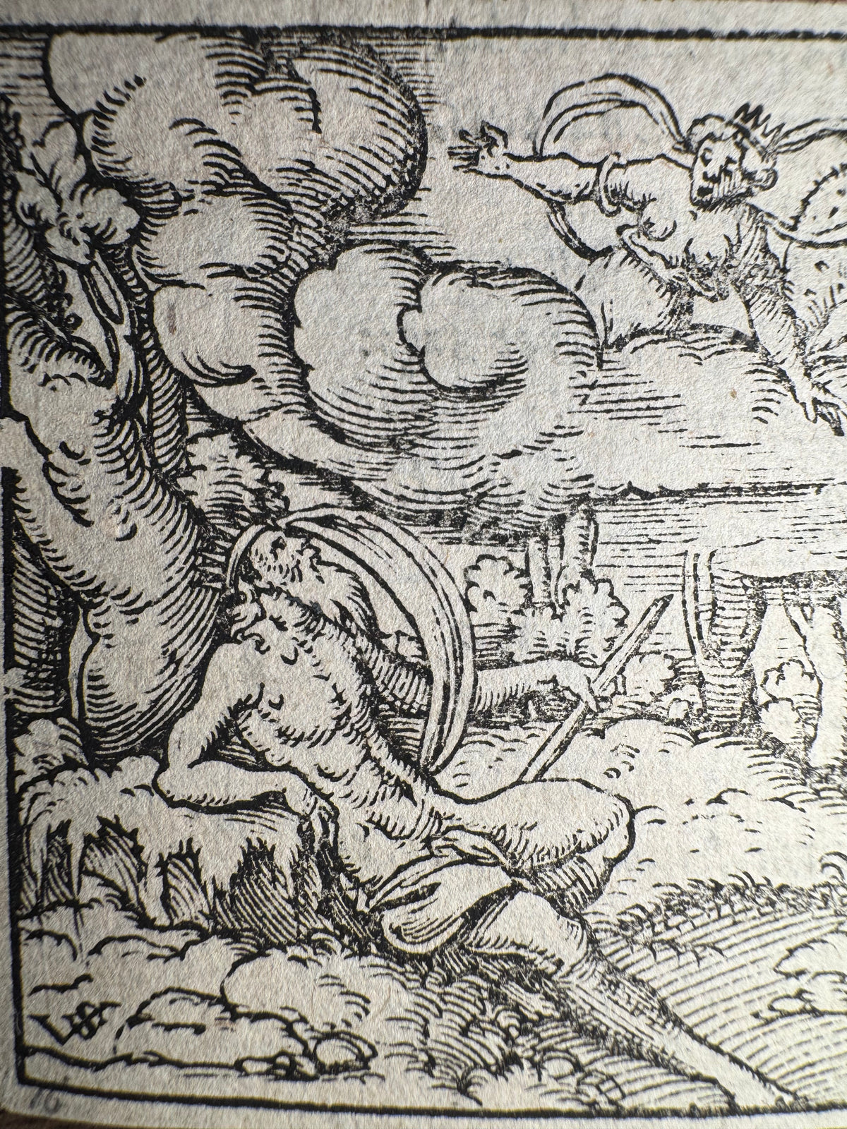 Original 16th-Century Virgil Solis Woodcut — Io from Ovid’s Metamorphoses - Germany