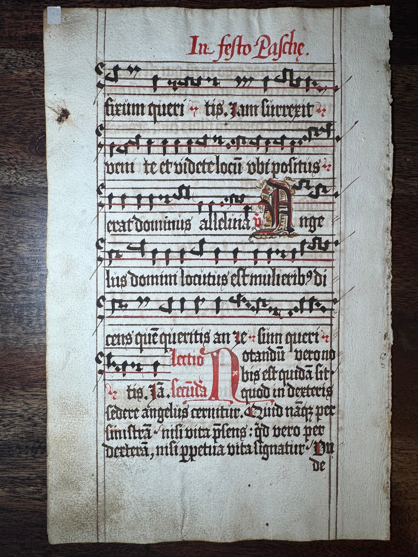 Handwritten Liturgical Chant Manuscript Leaf on Rag Paper
Continental Europe, Circa 1608 (Attributed)