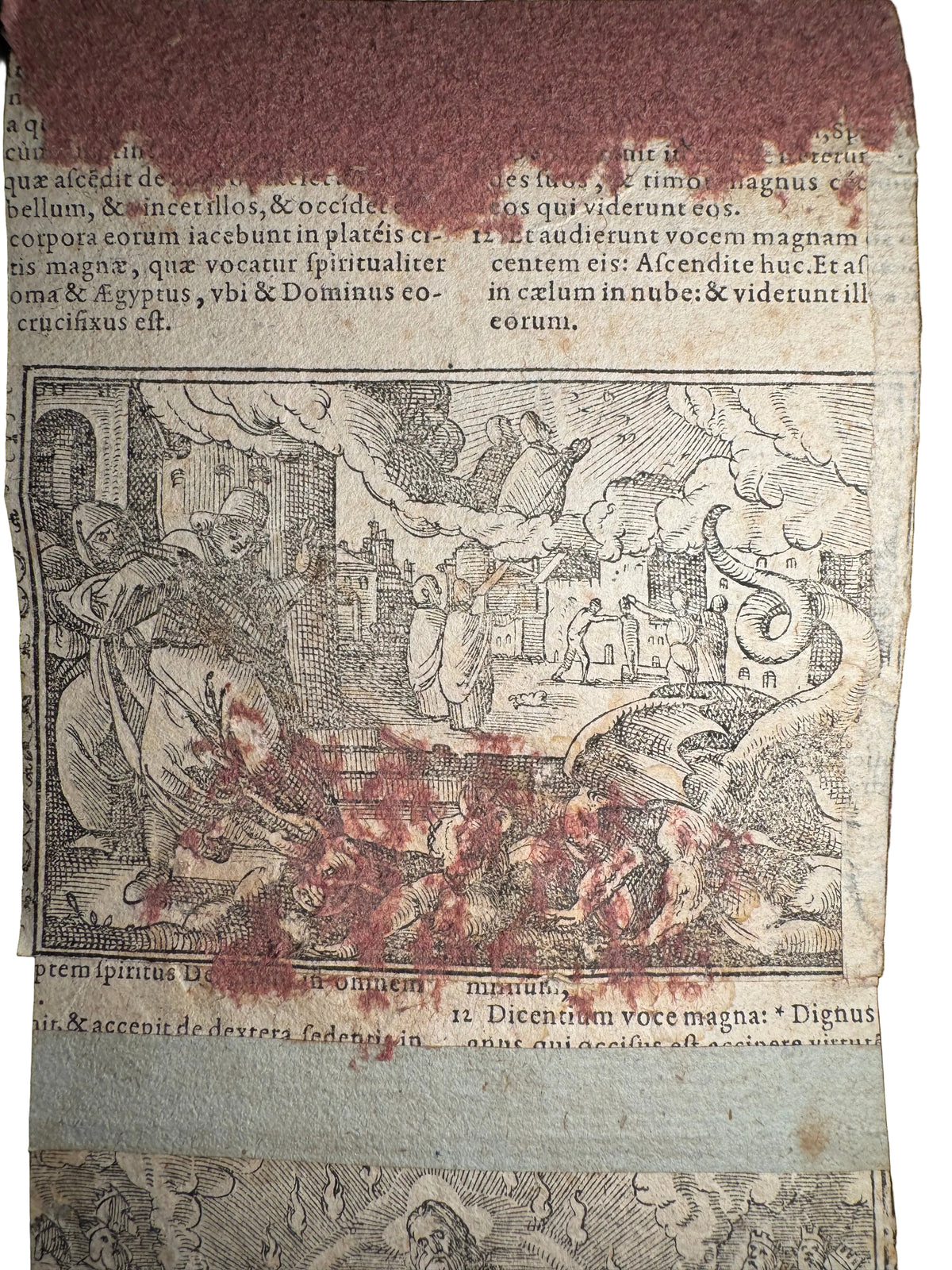 16th Century Virgil Solis Woodcut – The Woman & Seven-Headed Dragon of Revelation 12, c. 1560