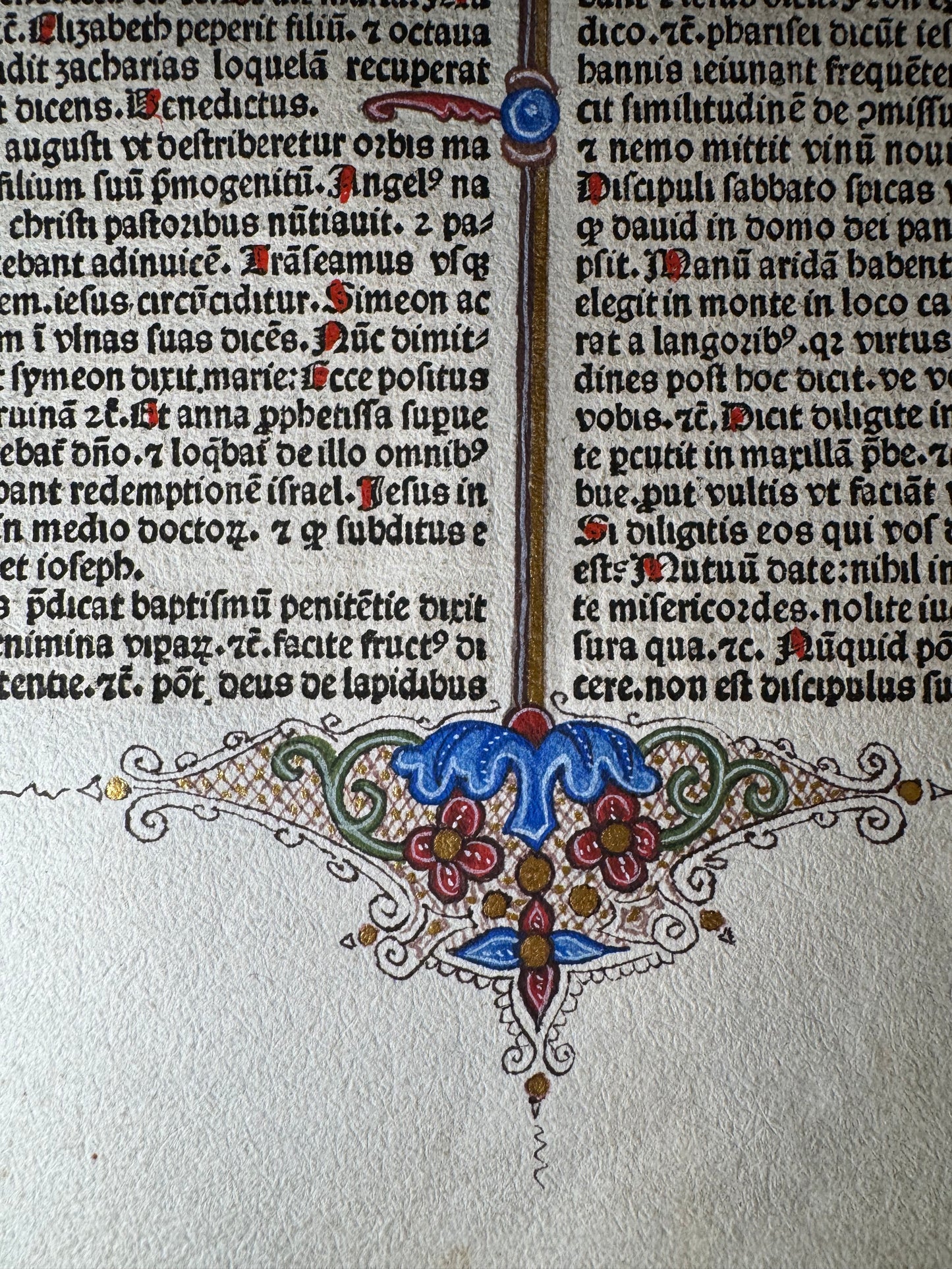 15th Century Incunable Bible Leaf Venice, 1482 - Luke — Illuminated