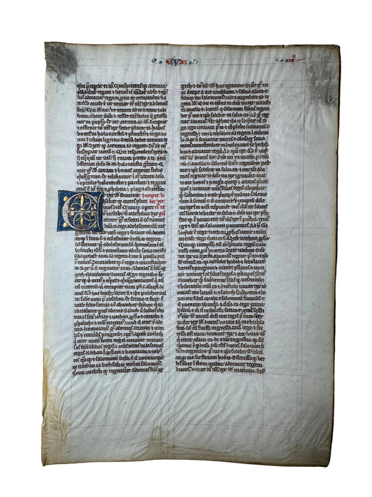 Medieval Bible Manuscript Leaf — Paris Bible 13th Century