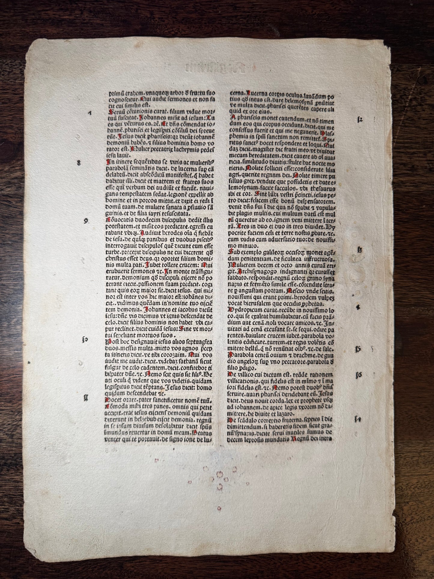 15th Century Incunable Bible Leaf Venice, 1482 - Luke — Illuminated
