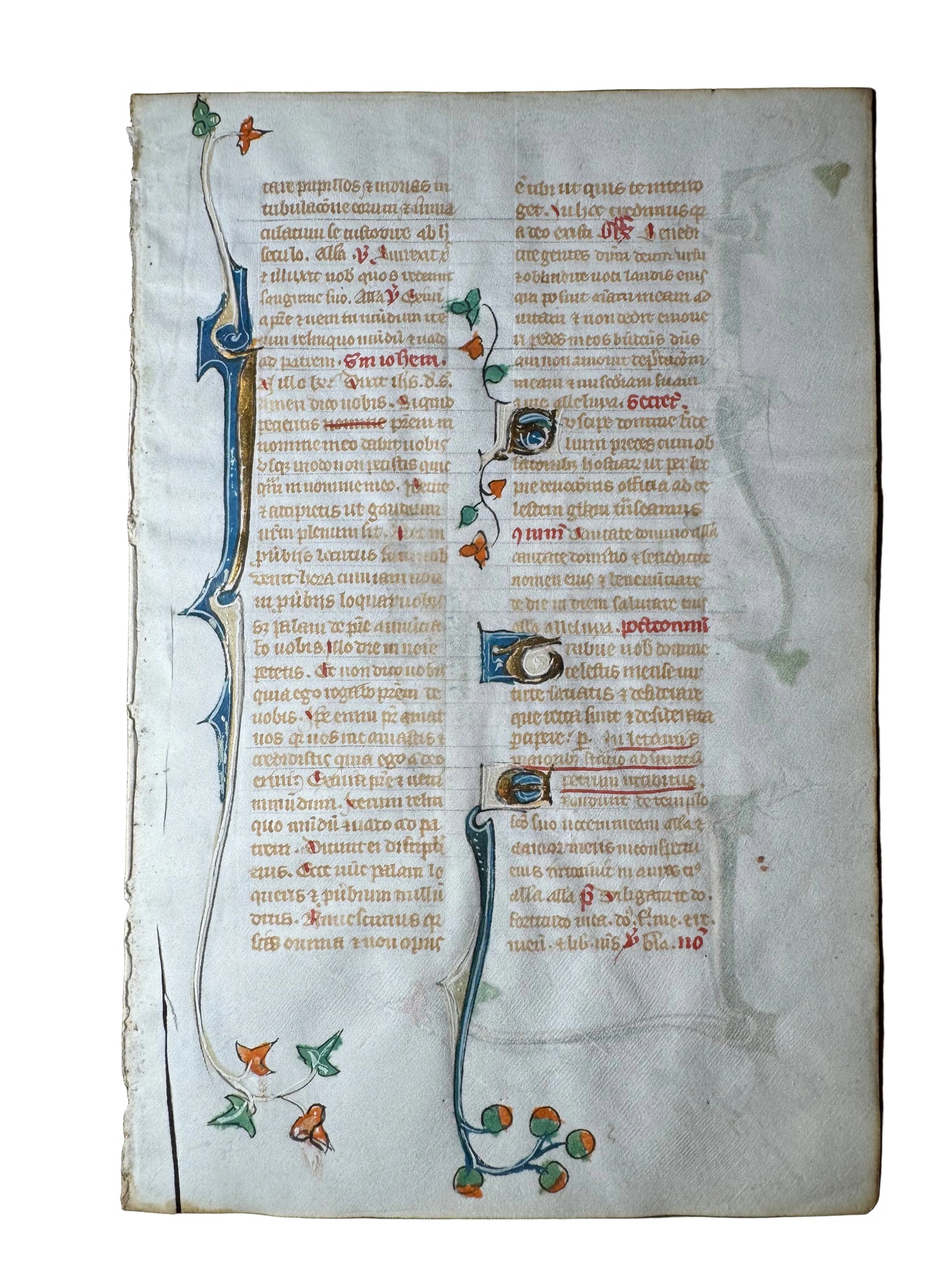 Illuminated Latin Breviary Leaf — Northern France, ca. 1400