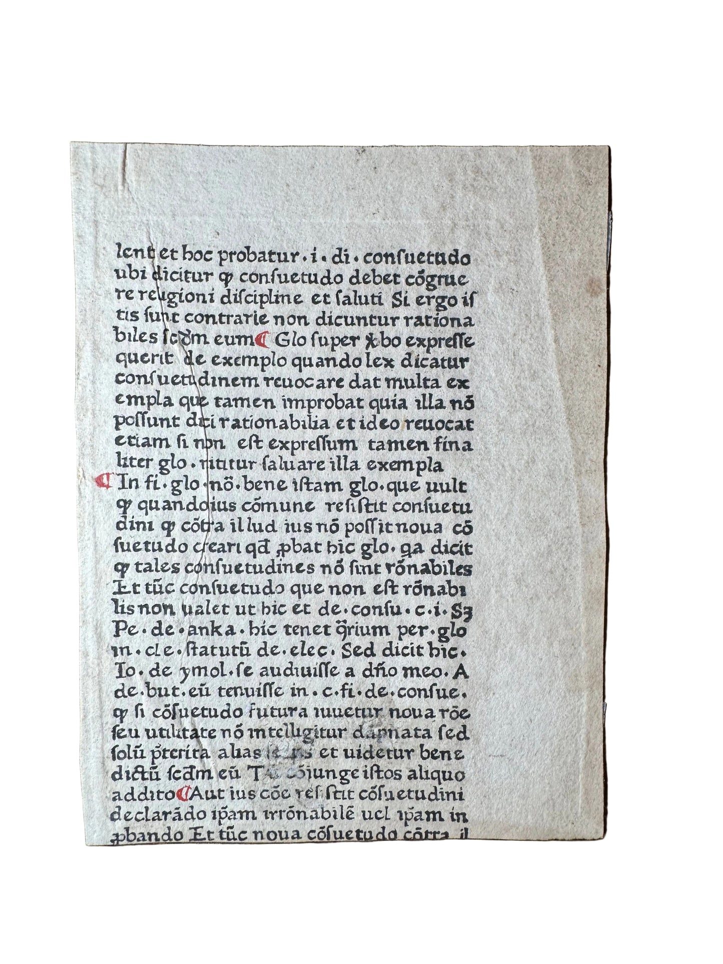 Early Incunable Canon Law Fragment on Handmade Paper Likely Continental Europe, c. 1470–1475