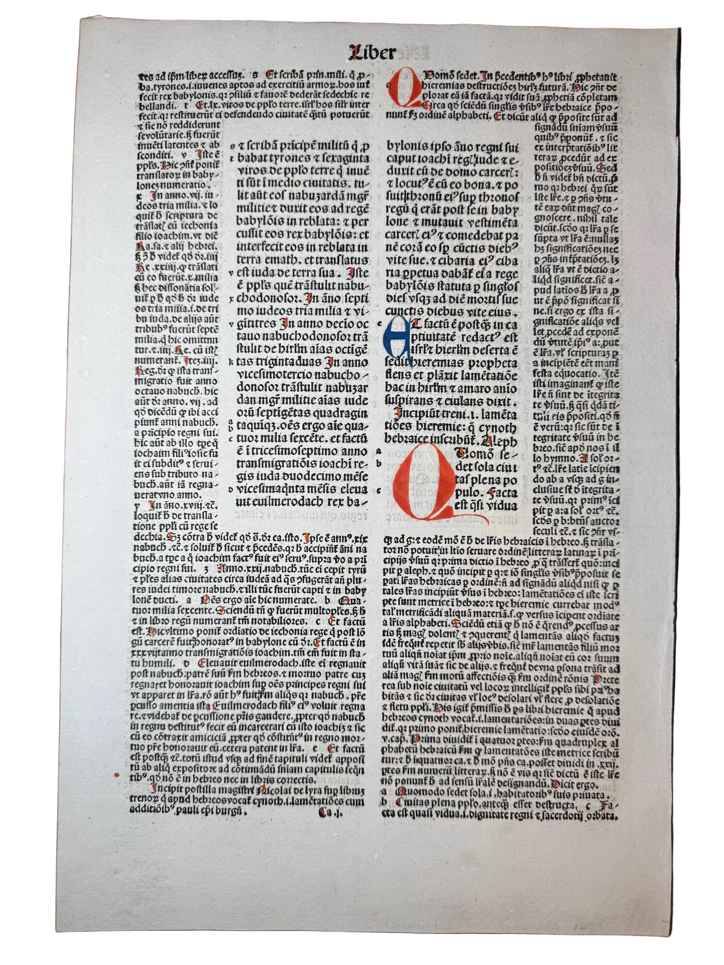 1493 Anton Koberger Latin Bible Leaf