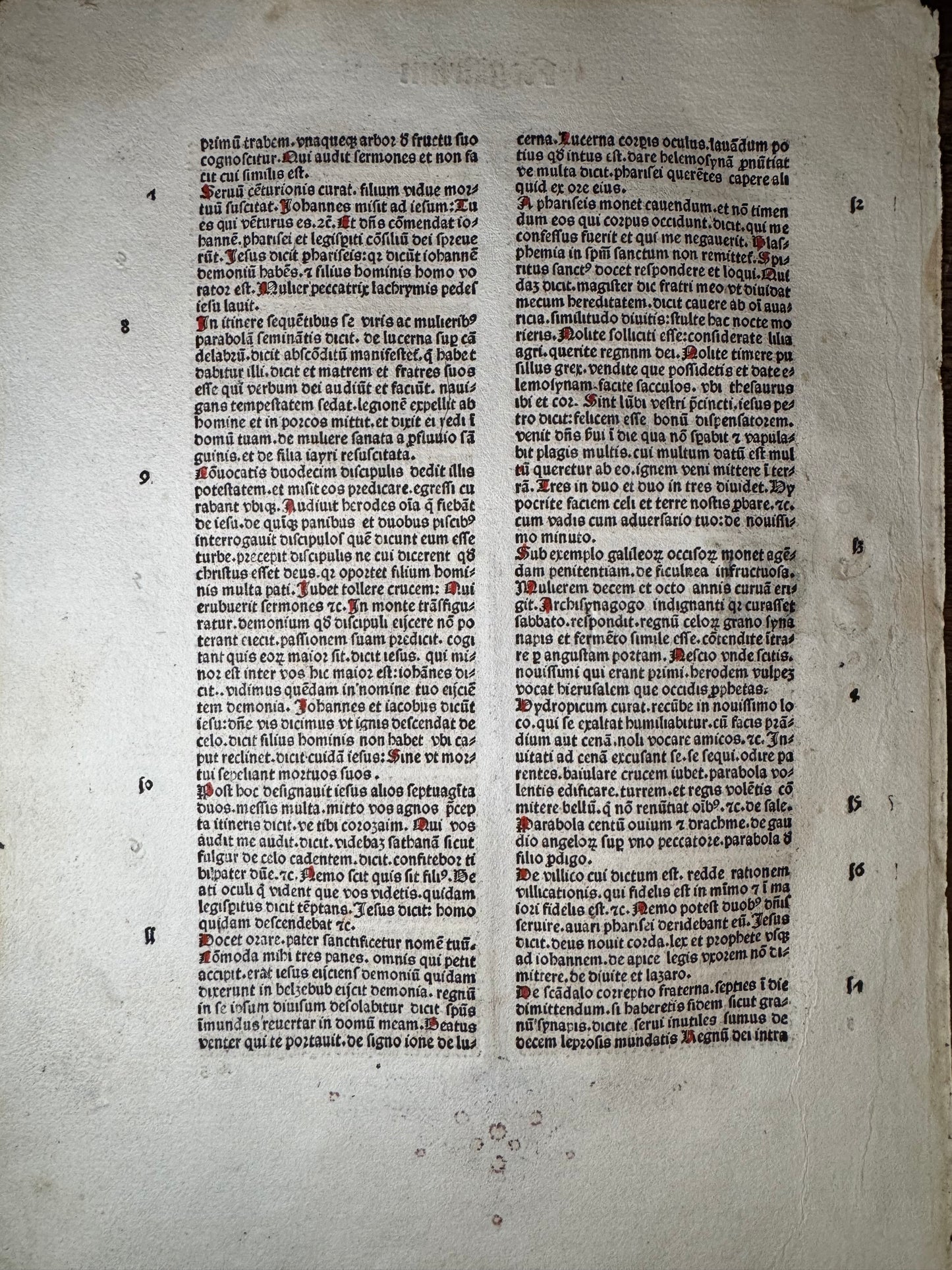 15th Century Incunable Bible Leaf Venice, 1482 - Luke — Illuminated