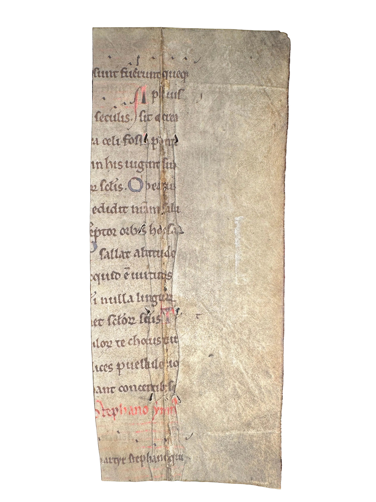 Medieval Latin Manuscript Fragment — Deus Creator Omnium — Hymn of St. Ambrose — c. 13th/14th Century