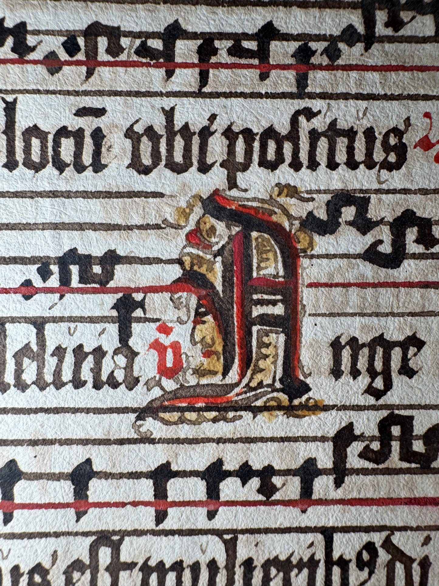 Handwritten Liturgical Chant Manuscript Leaf on Rag Paper
Continental Europe, Circa 1608 (Attributed)
