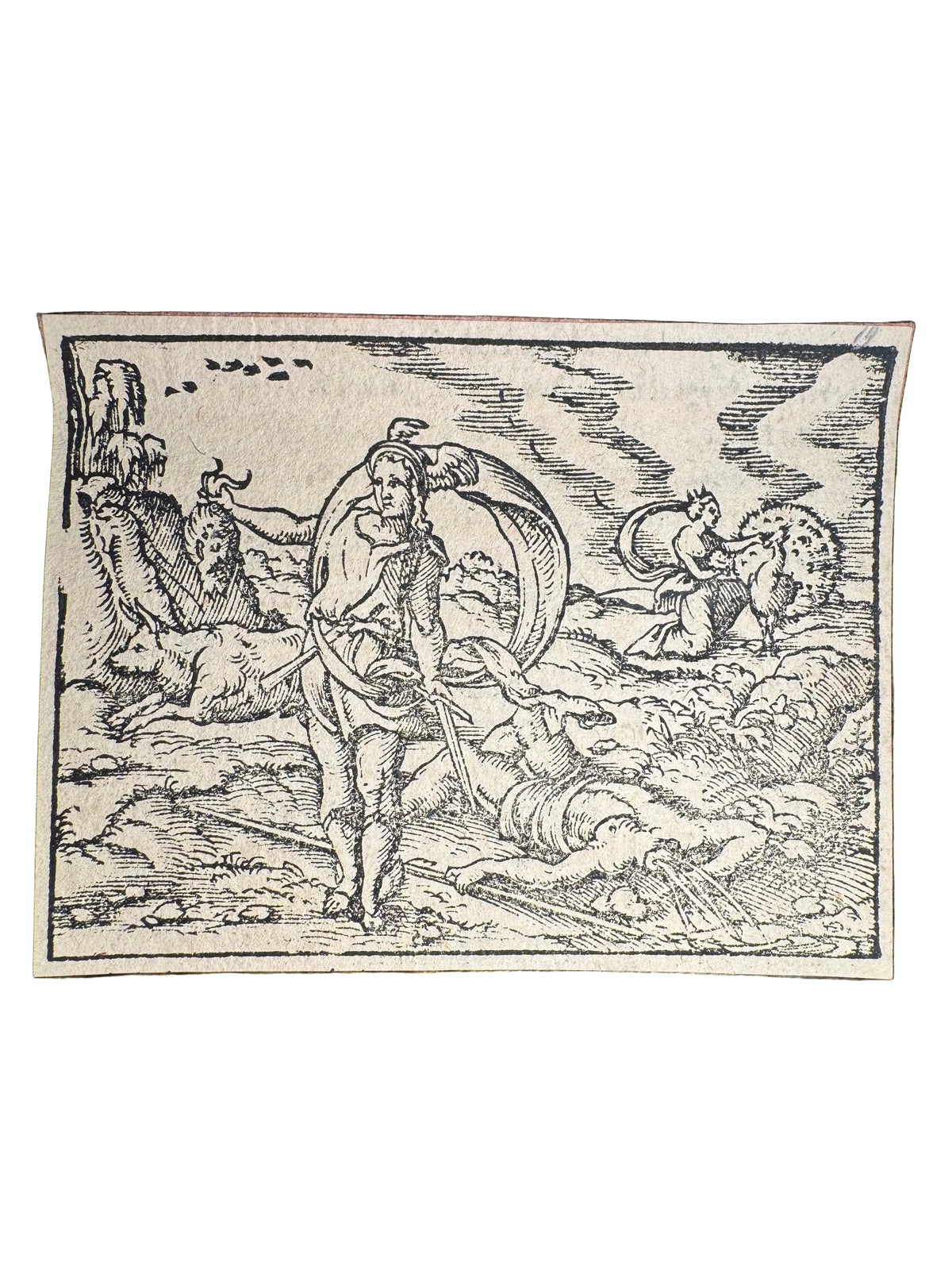 Original 16th-Century Renaissance Woodcut — Io Restored to Human Form