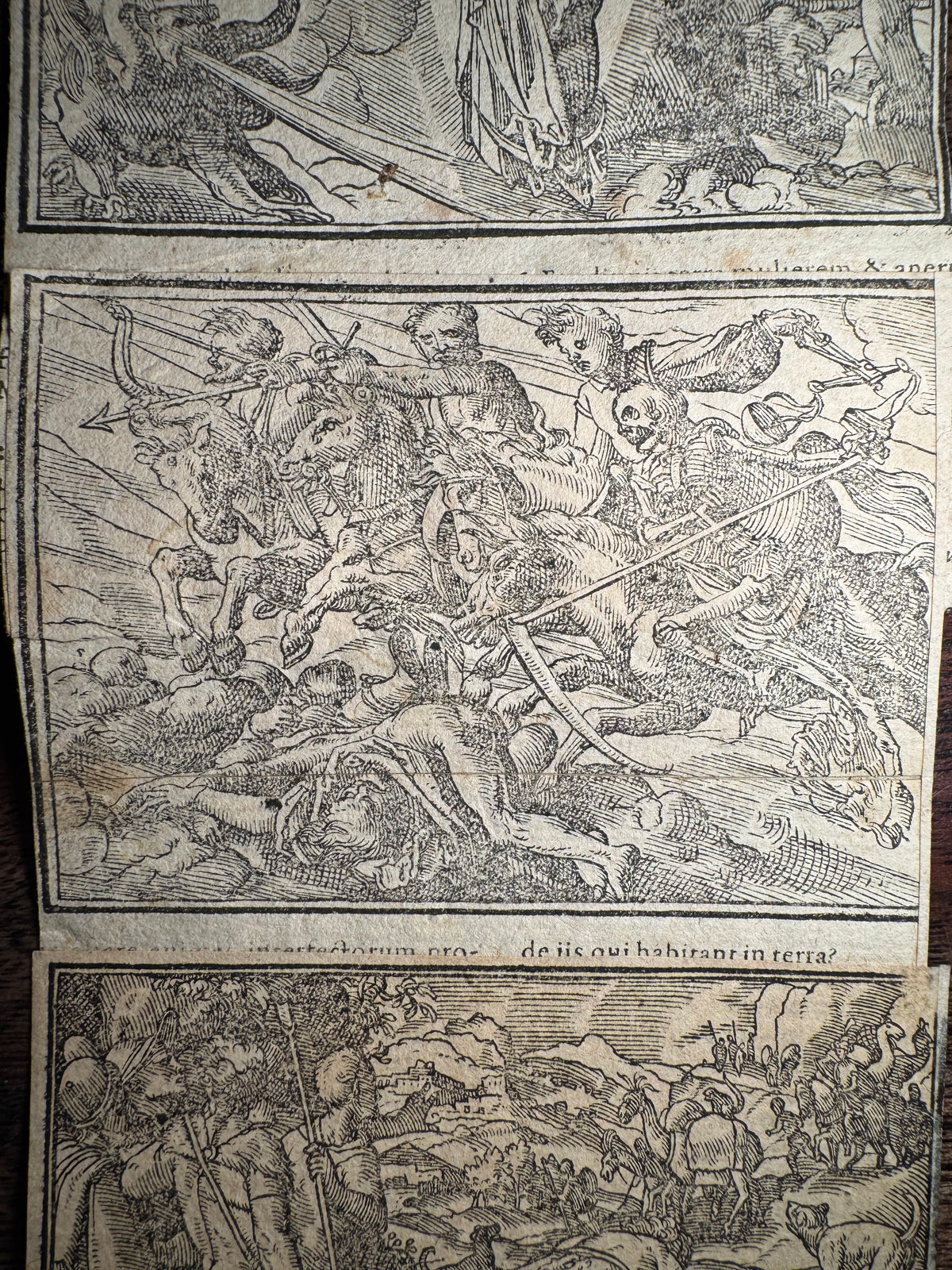 16th Century Virgil Solis Woodcut – The Woman & Seven-Headed Dragon of Revelation 12, c. 1560