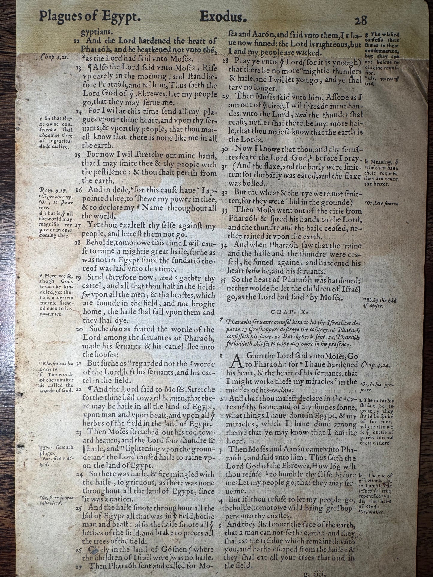 1560 First Edition Geneva Bible Leaf