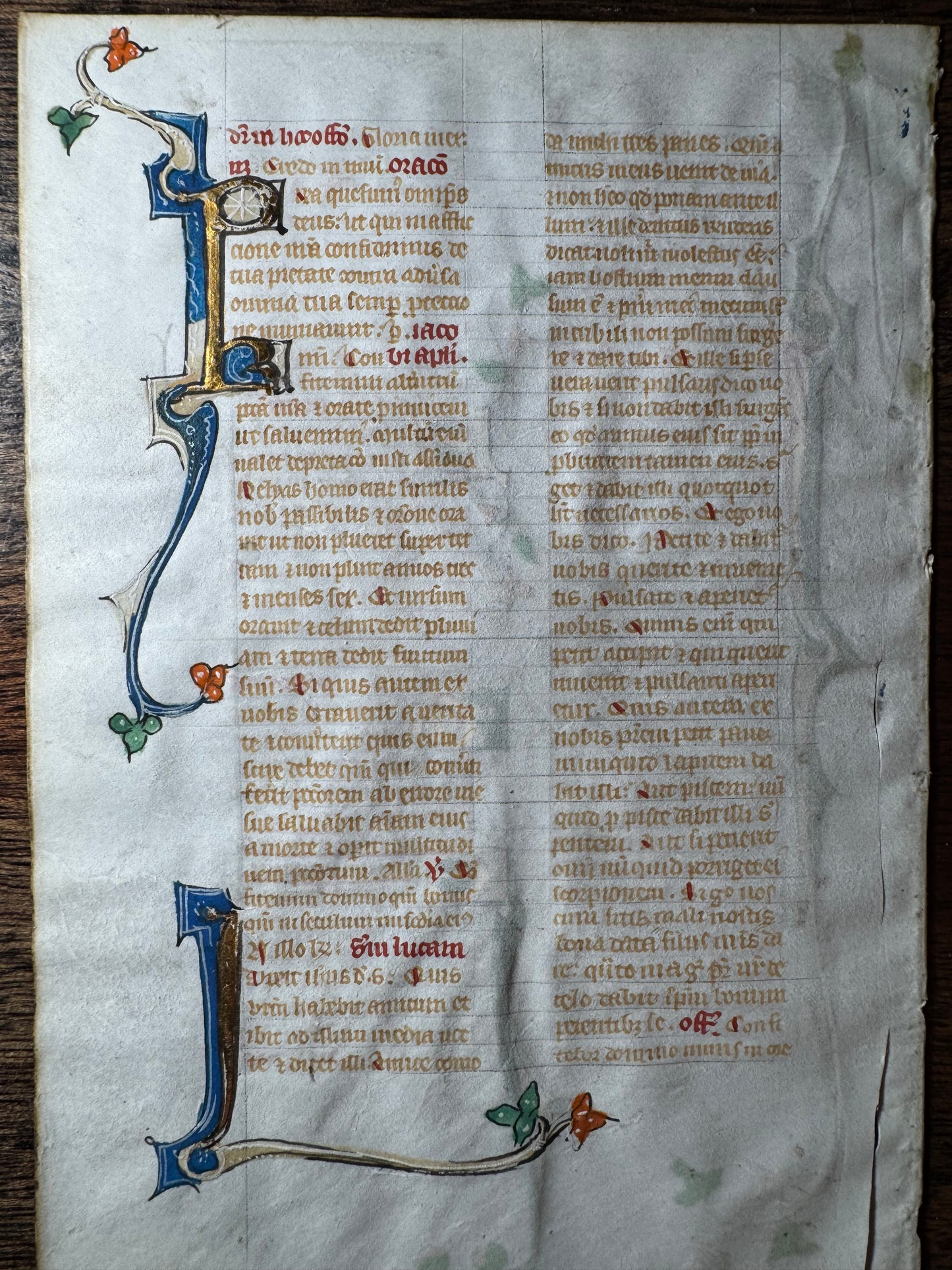 Illuminated Latin Breviary Leaf — Northern France, ca. 1400