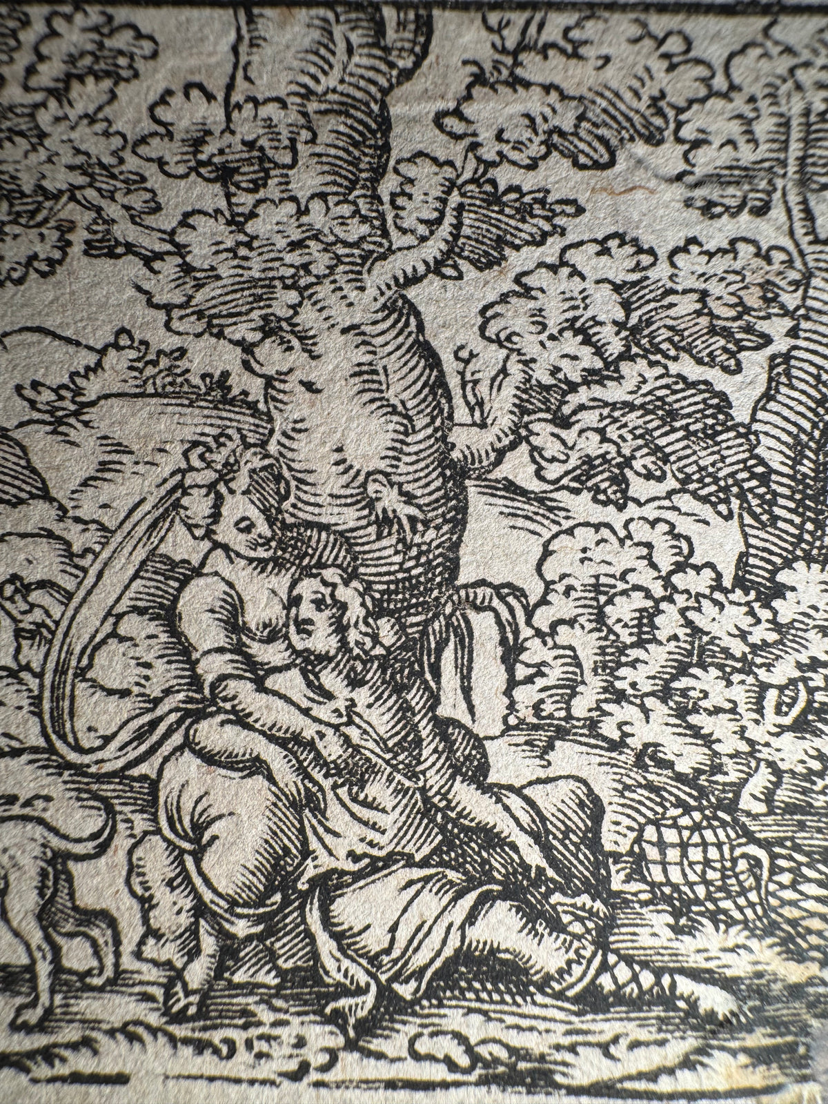 Original 16th-Century Virgil Solis Woodcut — Venus and Adonis