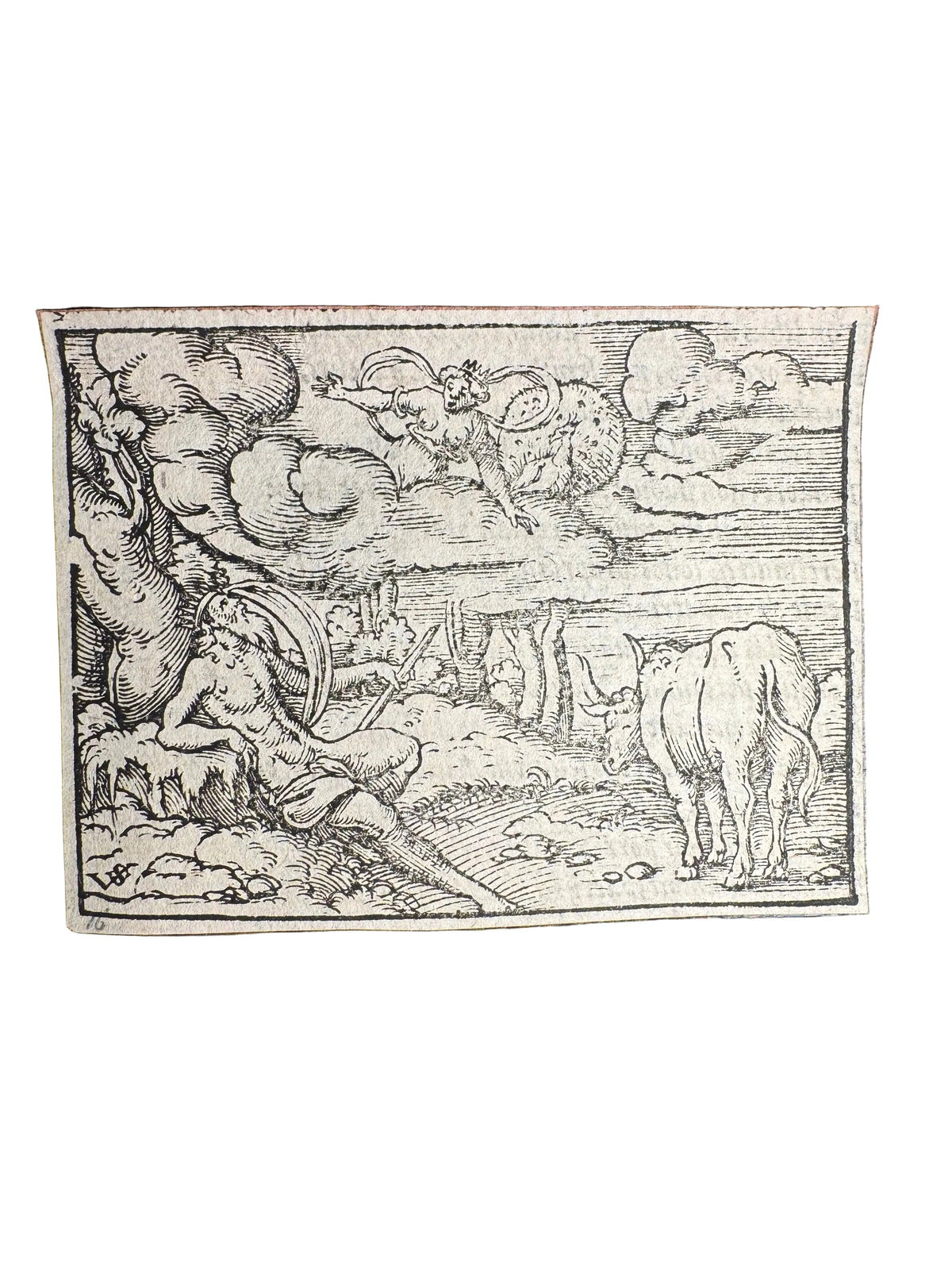 Original 16th-Century Virgil Solis Woodcut — Io from Ovid’s Metamorphoses - Germany