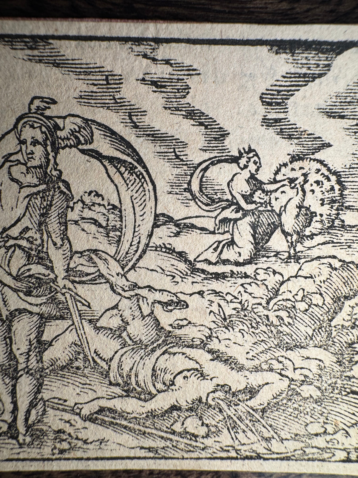 Original 16th-Century Renaissance Woodcut — Io Restored to Human Form