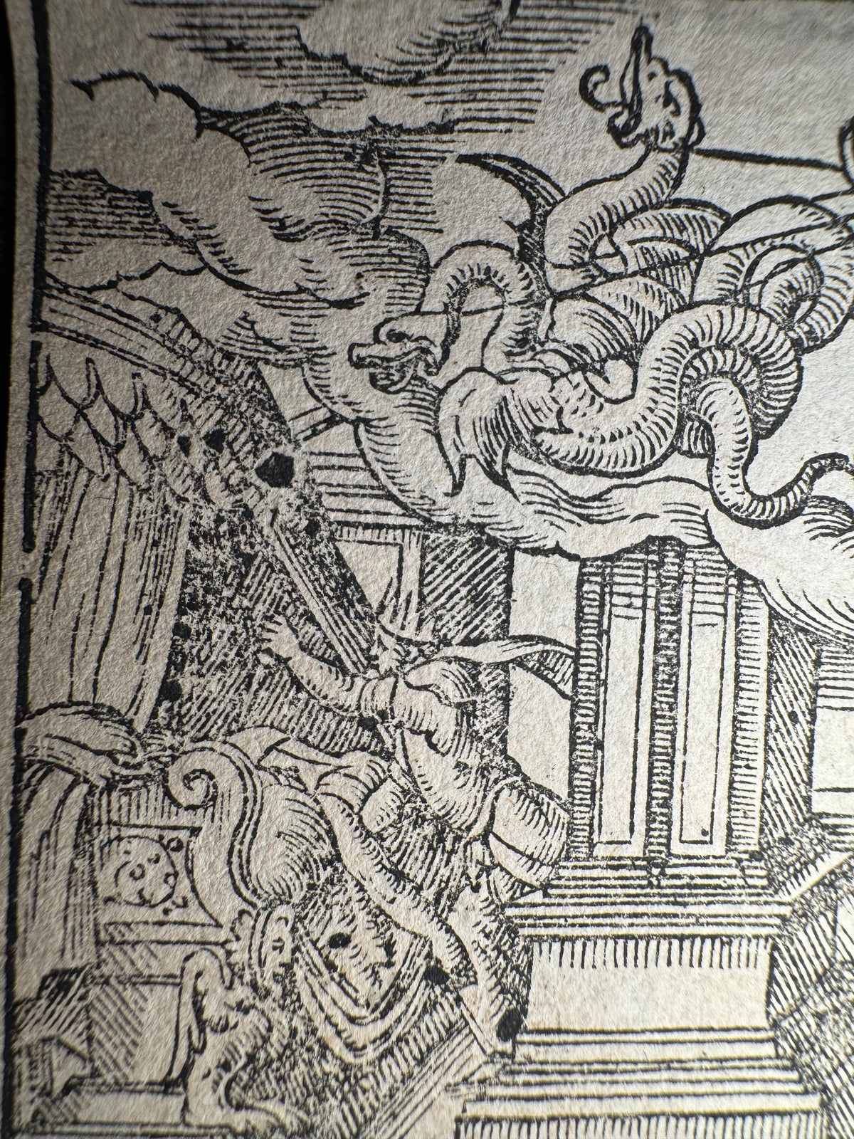 Original 16th-Century Virgil Solis Woodcut — Ceres, Triptolemus & King Lyncus