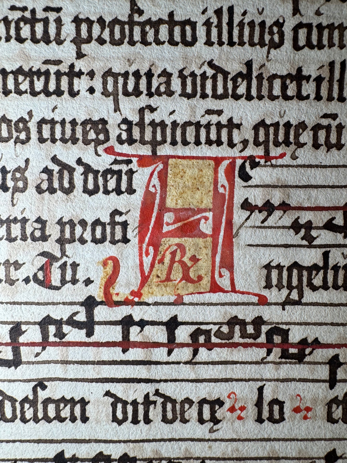 Handwritten Liturgical Chant Manuscript Leaf on Rag Paper
Continental Europe, Circa 1608 (Attributed)
