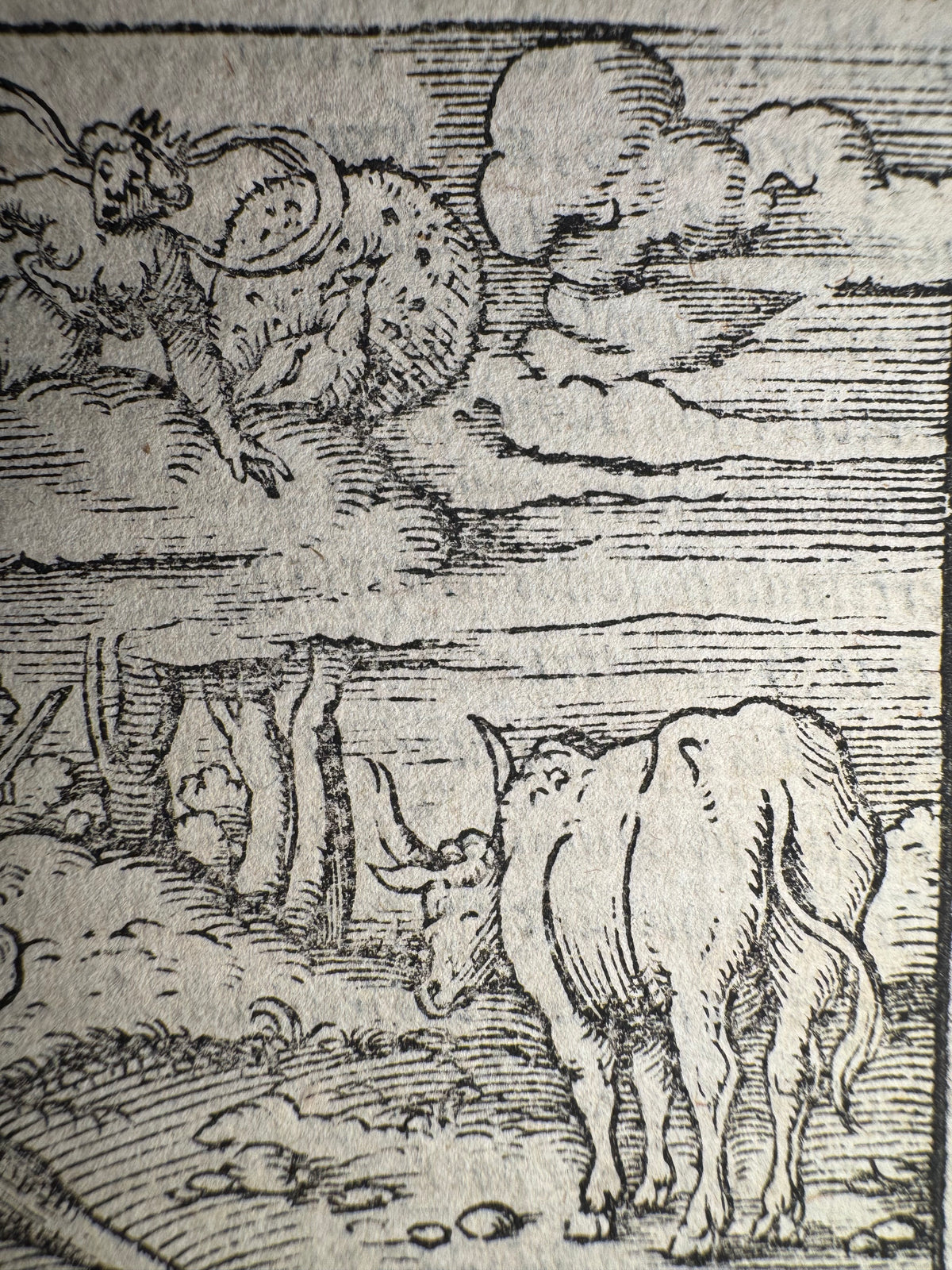 Original 16th-Century Virgil Solis Woodcut — Io from Ovid’s Metamorphoses - Germany