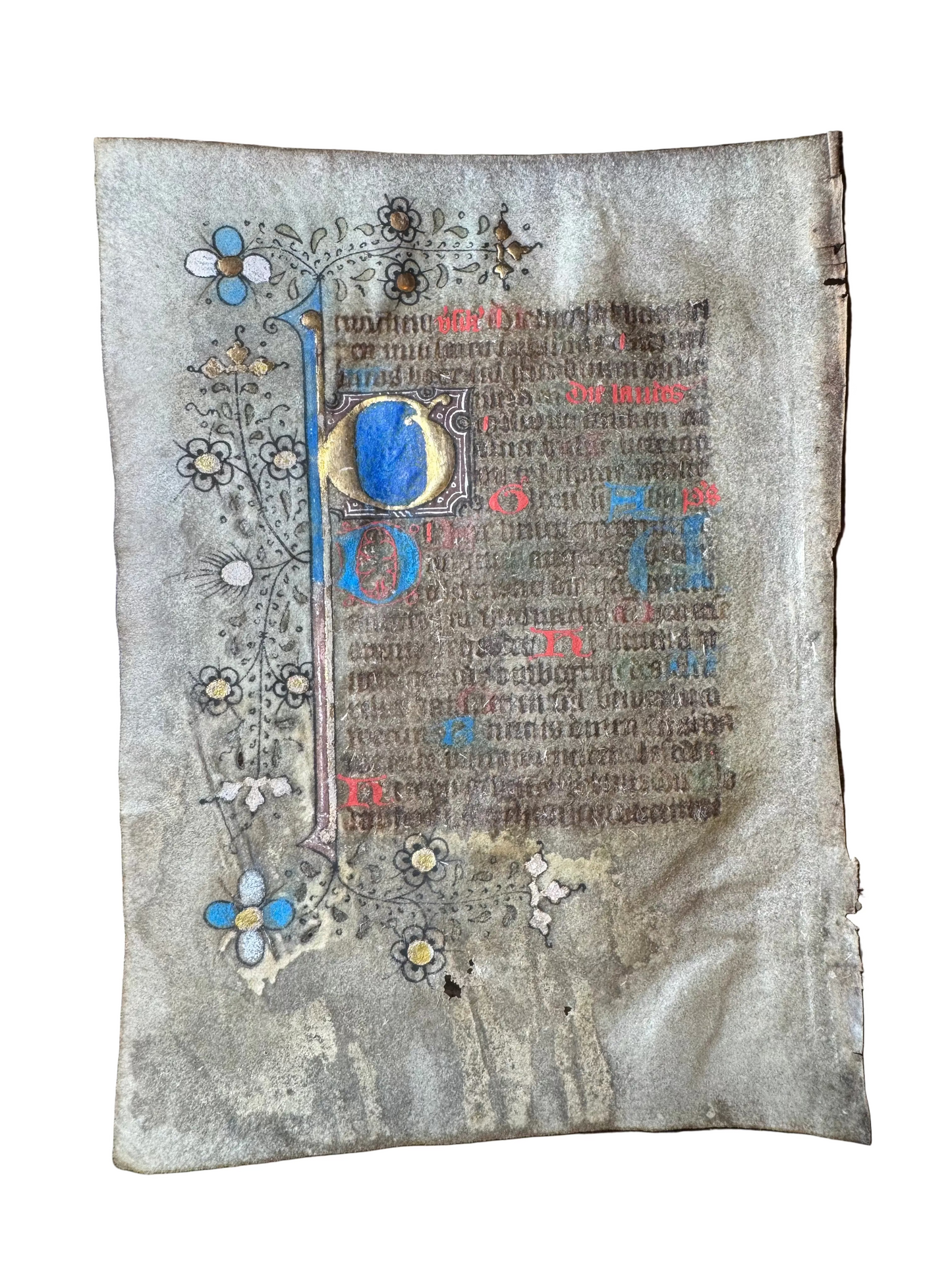 c. 1435–1440 Illuminated Book of Hours Leaf on Vellum – Netherlands (Utrecht or Zwolle)