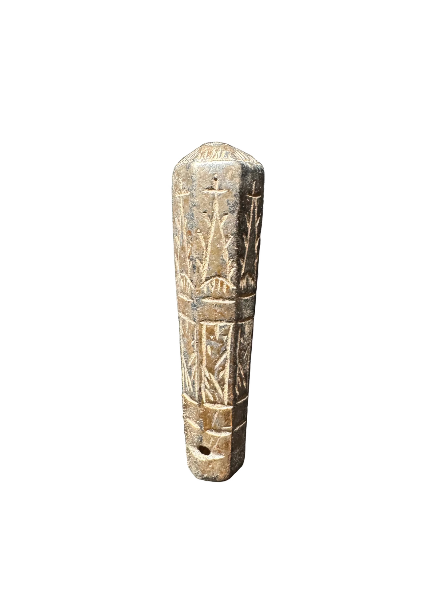 15th–16th Century Medieval Gilded Hexagonal Bead with Geometric Decoration