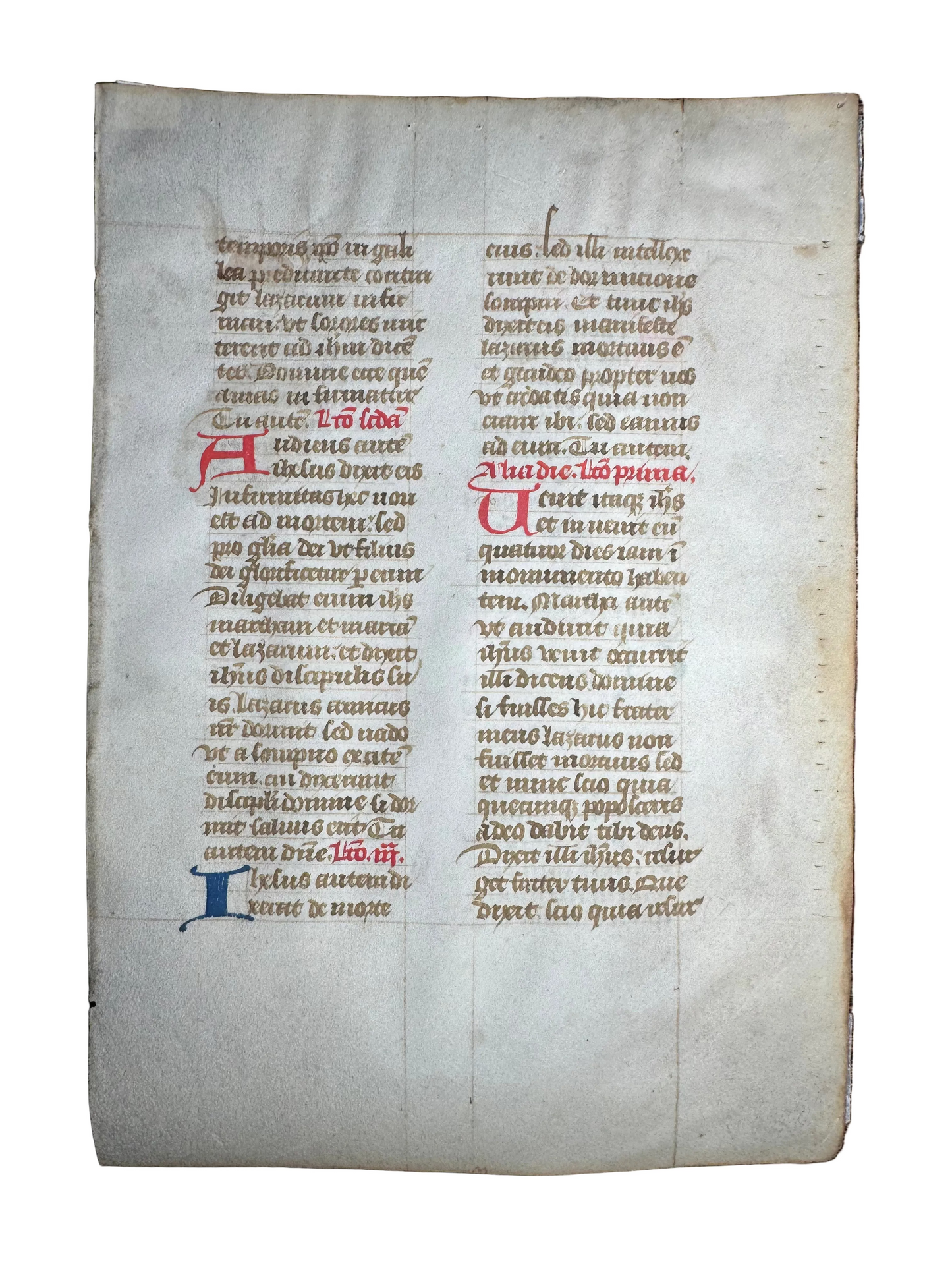 MEDIEVAL LATIN MANUSCRIPT LEAF ON VELLUM (PARCHMENT) – c. 1400 – Commentary on the Gospel of John