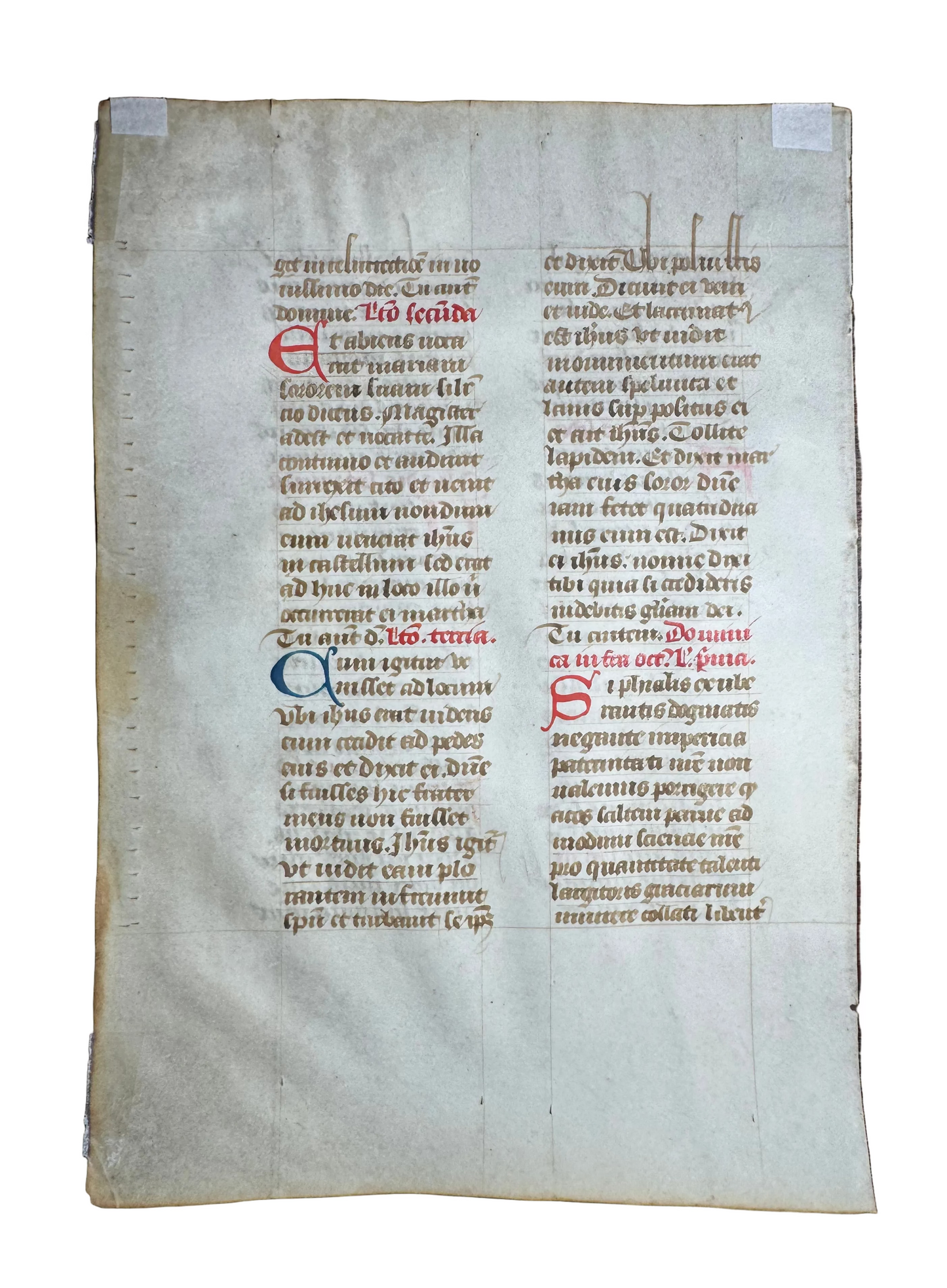 MEDIEVAL LATIN MANUSCRIPT LEAF ON VELLUM (PARCHMENT) – c. 1400 – Commentary on the Gospel of John