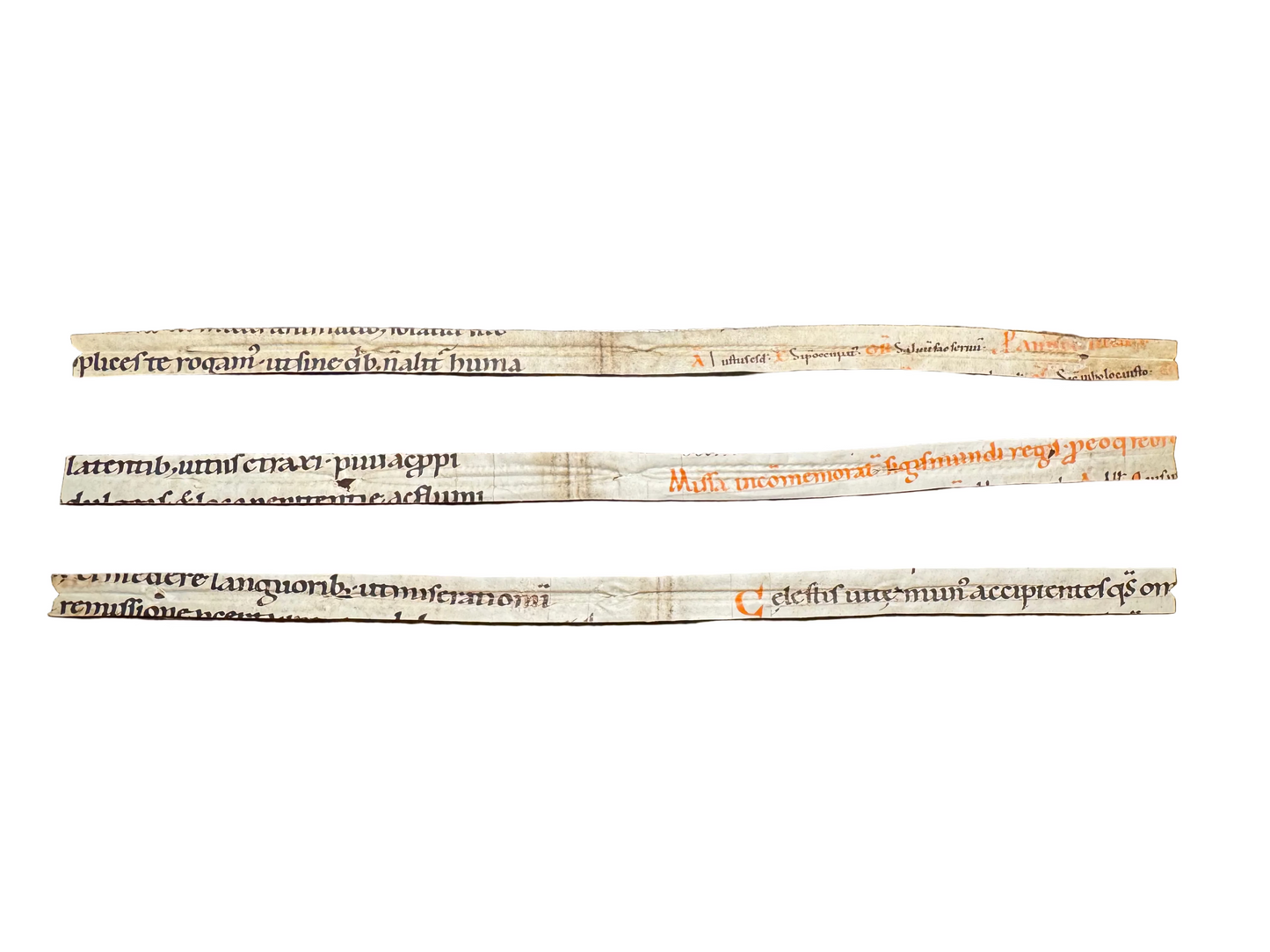 Group of Three Manuscript Fragments - ca. 10th-11th Century Liturgical Missal Leaf