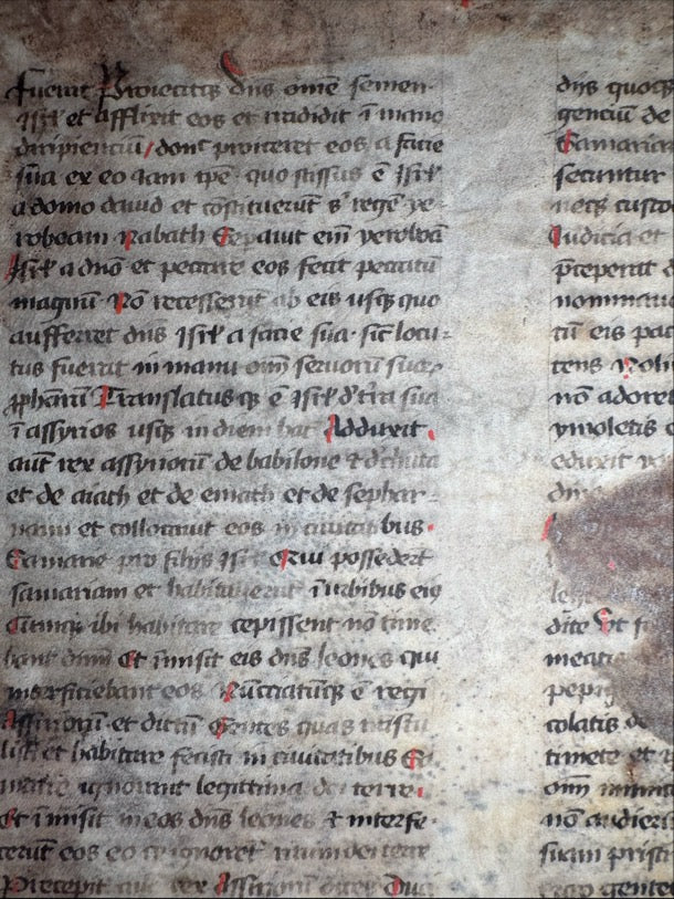 Leaf from a 15th-Century Latin Bible — II Kings 17:19–18:31 France, 15th century