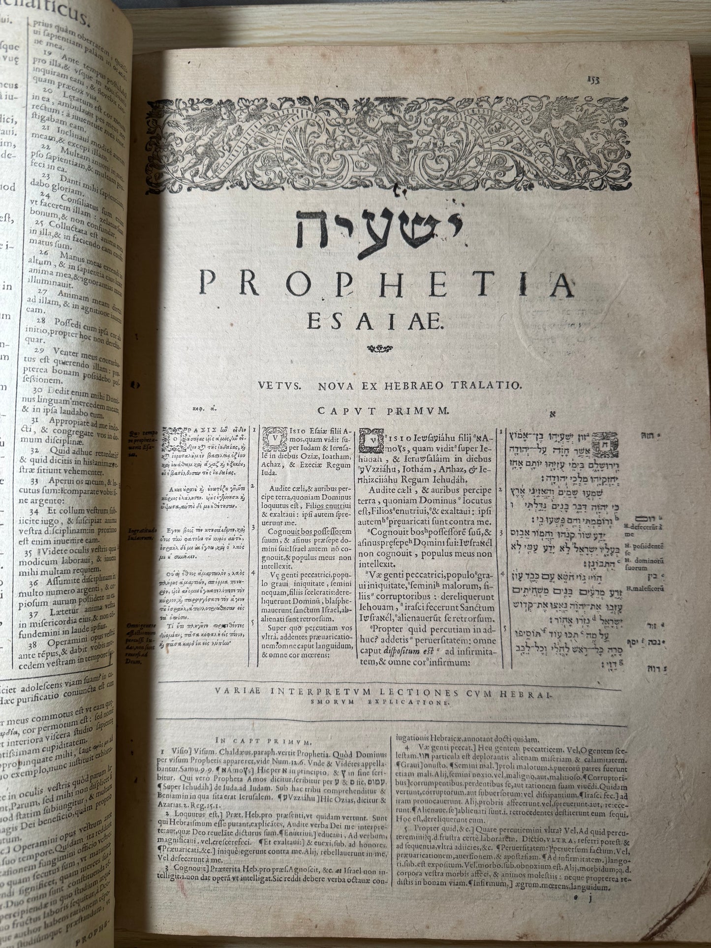 1599 Polyglot Bible by François Vatablé — Greek, Hebrew & Latin | Heidelberg, Commelinus