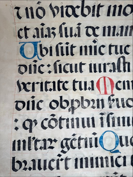 Medieval Latin Psalter Leaf on Vellum – Psalms 26 & 93 – c. 14th–15th Century