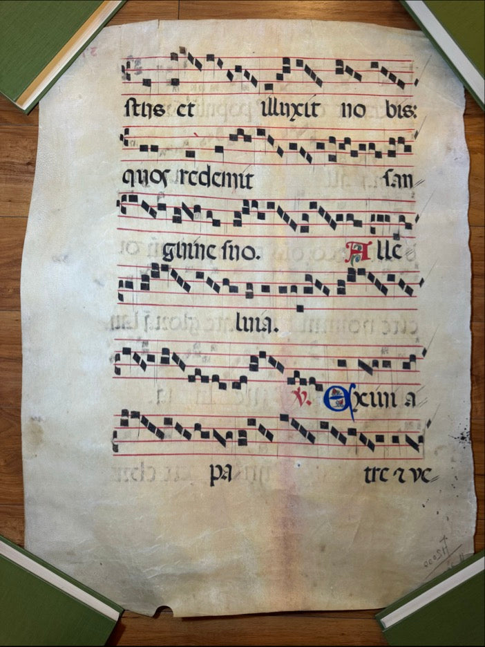 Monumental Medieval Choirbook Leaf on Vellum Italy, c. 1475–1500