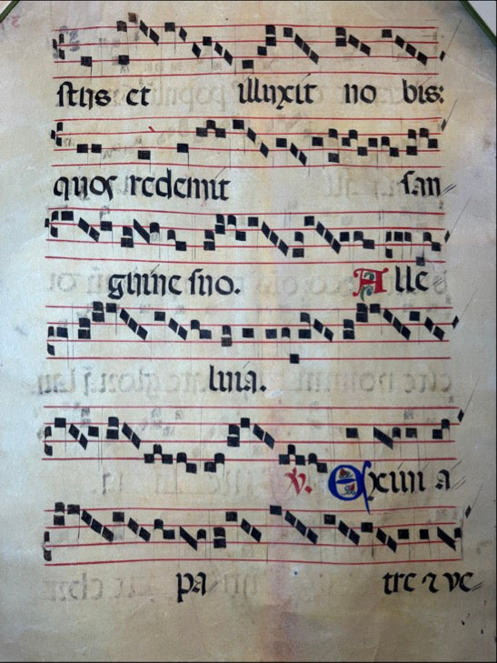 Monumental Medieval Choirbook Leaf on Vellum Italy, c. 1475–1500