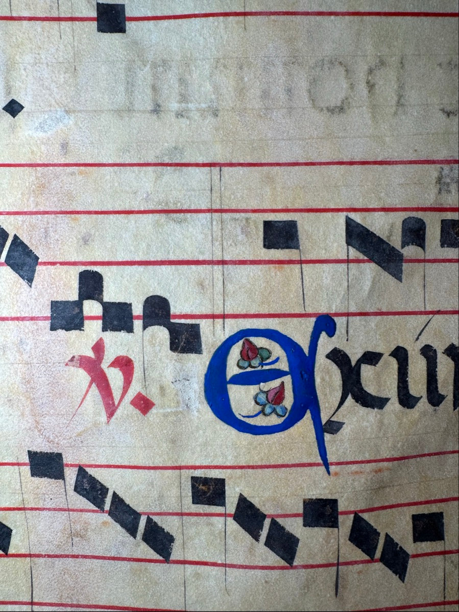 Monumental Medieval Choirbook Leaf on Vellum Italy, c. 1475–1500