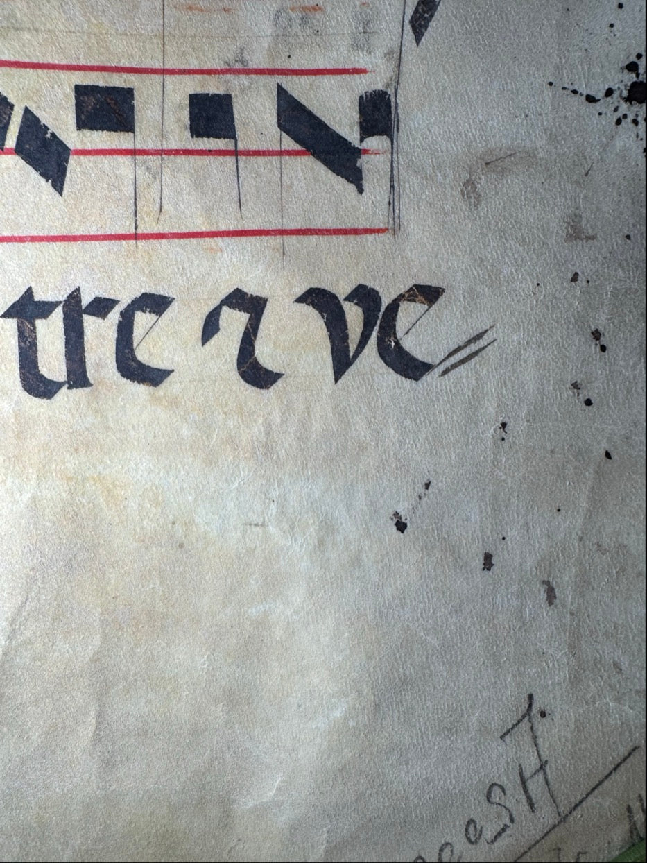Monumental Medieval Choirbook Leaf on Vellum Italy, c. 1475–1500